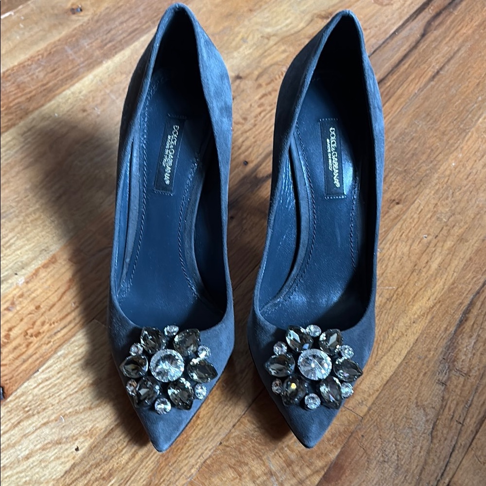 Dolce & Gabbana Gray Embellished Heels